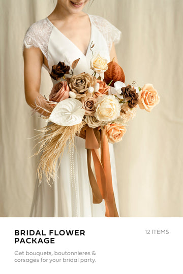 Pre-Arranged Wedding Flower Packages in Rust & Sepia