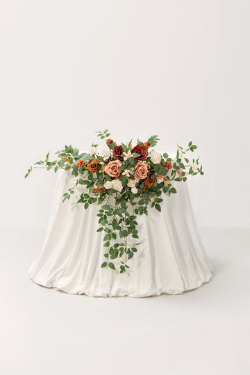 Sweetheart Table Floral Swags in Sunset Terracotta