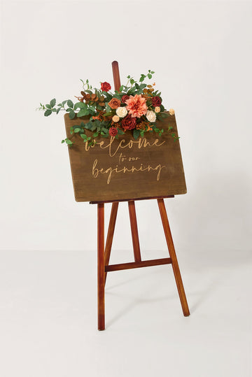Flower Sign Decor in Sunset Terracotta