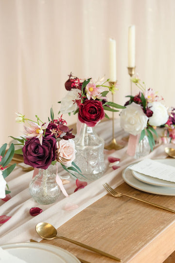 Mini Premade Flower Centerpiece Set in Romantic Marsala