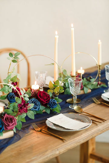 Wreath Hoop Centerpiece Set in Burgundy & Navy
