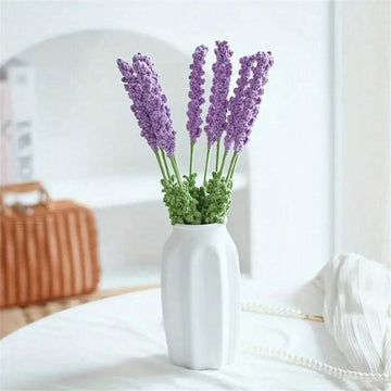 6pcs Crochet Lavender Flowers 15.8 Inch Knitted Artificial Lavender Independence Day Graduation Ceremony Girl Gift Wedding Bouquet Flowers...