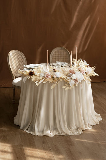 6ft Flower Garland in White & Beige