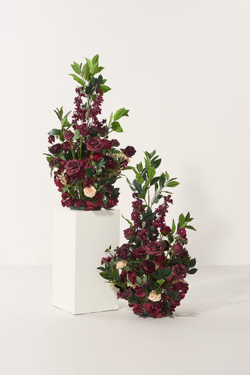 Altar Decor Free-Standing Flowers in Bordeaux Red & Wine