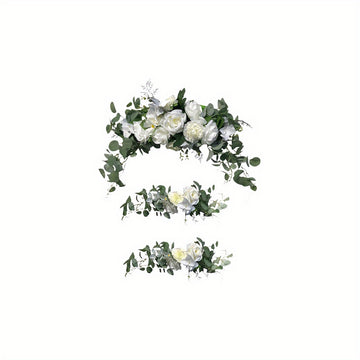 3pcs/set Wedding Arch Flowers, Rose Decoration Floral Ornaments, Artificial Greenery Eucalyptus Leaves Flowers for Sheer Curtains, Wedding Chairs, Gazebo, Wedding Ceremony and Reception Arrangements...