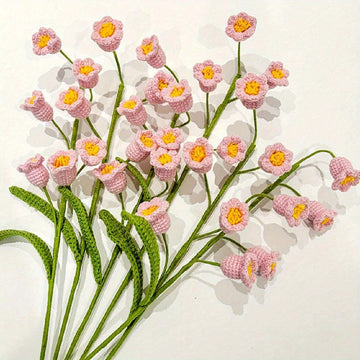 6pcs Crochet Bouquet Flowers, 15.7 Inch Artificial Lily of the Valley Crochet Flowers Handmade Knitted Flowers Crochet Floral Home Office Wedding Table Decoration...