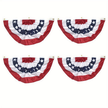 4 Pieces USA Ruffled Scalloped Flags, 1.5 X 3ft USA Patriotic Flag Bunting Half Scalloped Banner Decoration Indoor Outdoor...