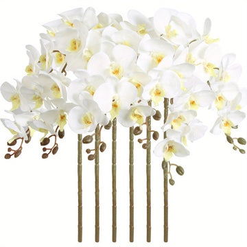 6 Pack Orchid Artificial Flowers 38 Inch Artificial Flowers Faux Orchid Velvet Orchid Real Look Long Stem Artificial Flowers Suitable for Tall Vase Home Wedding Decoration...