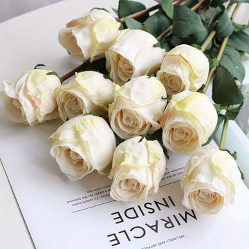 5pcs Artificial Rose Flowers 22.83 Inch Burnt Edge Long Stem Silk Fake Roses Suitable for DIY Wedding Bouquet Table Centerpiece Home Decoration...