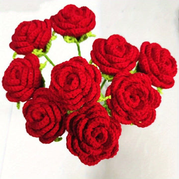 6pcs Crochet Rose Flowers, Crochet Rose Artificial Flowers Knitted Handmade Flowers Home Decoration Anniversary, Finished Handmade Knitted Artificial Flowers Gifts for Women Birthday, Valentine's Day, Mom, Anniversary, Girlfriend, Wife...