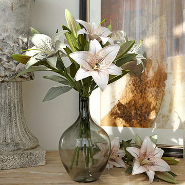 5 Pack Artificial Lilies Vintage Lilies Silk Flowers Home Decor Indoor Flower Arrangement Wedding Party Decoration...