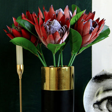 4 Pack Artificial Flowers Flocking Protea DIY Flower Arrangement Protea Wedding Bridal Engagement Shower Bachelor Birthday Anniversary Party Supplies...
