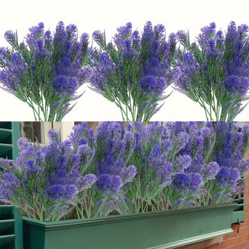 4 Pack Artificial Plants Water Plants UV Resistant Fake Grass Artificial Greenery Stems Plastic Shrubs for Yard Garden Farmhouse Front Porch Home Window Frame Decoration...