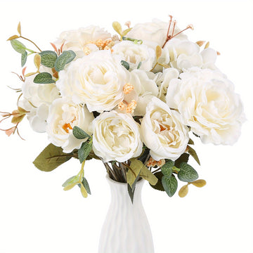 4 bunches of peony artificial flowers hydrangea silk fake flowers for home wedding decoration table centerpieces...