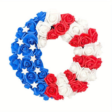 4th of July Wreath Patriotic American Wreath 14.56 Inch Handmade Memorial Day Wreath Holiday Garland Decoration Front Door Wall Home Decor...