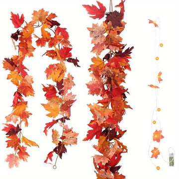 3 Pack Artificial Maple Leaf Garland Autumn Maple Leaf Wreath Fake Vine Fake Leaves Fake Leaves Bedroom Decorative Garland Thanksgiving Table Decoration...