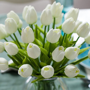 24pcs Artificial Tulips Real Touch Soft PU Artificial Flowers for Home Garden Bedroom Party Wedding Fake Flowers Decoration...