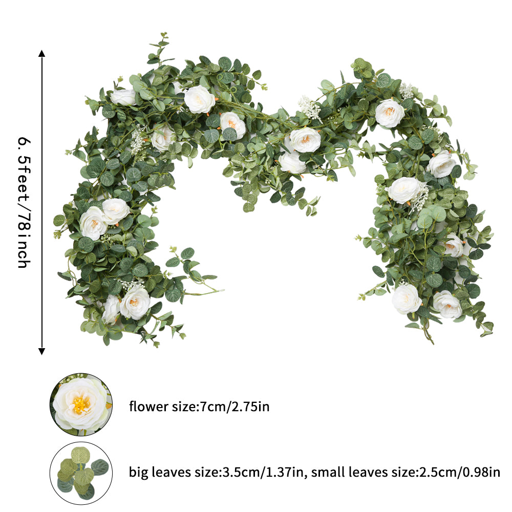 1.8M Artificial Rose Garland Eucalyptus Rattan Money Leaf Fake Green Plants Wedding Hall Home Garden Christmas Party Flower Decor