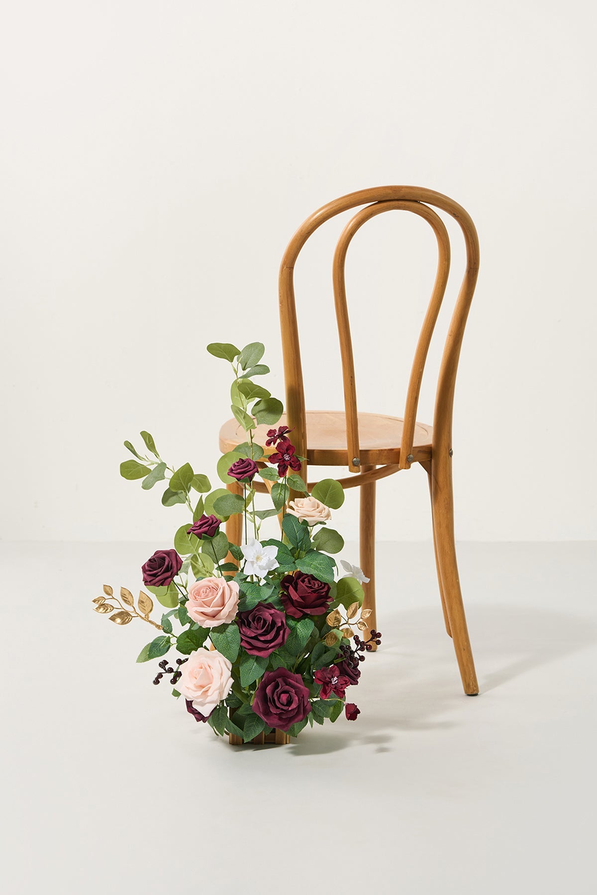 Wedding Aisle Runner Flower Arrangement in Romantic Marsala