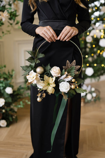 Hoop Bridesmaid Bouquets in Champagne Christmas | Clearance