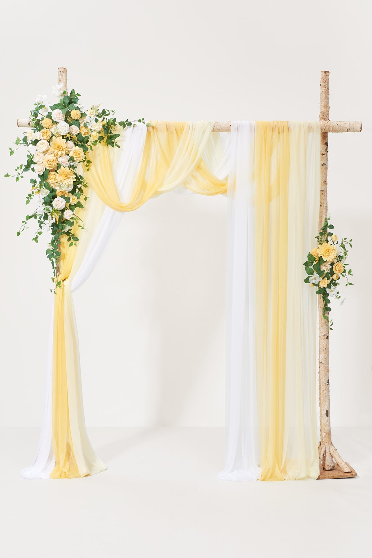 Flower Arch Decor with Drapes in Lemonade Yellow