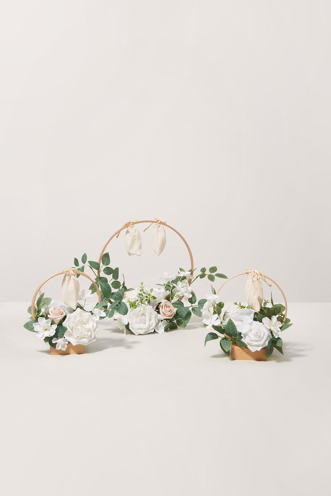 Wreath Hoop Centerpiece Set in White & Sage