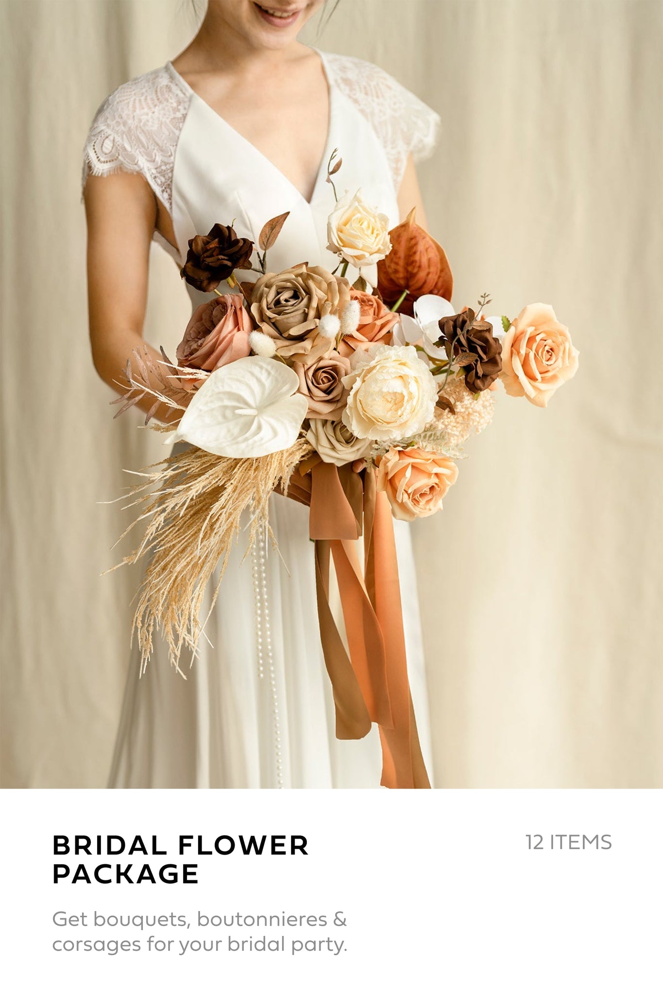 Pre-Arranged Wedding Flower Packages in Rust & Sepia