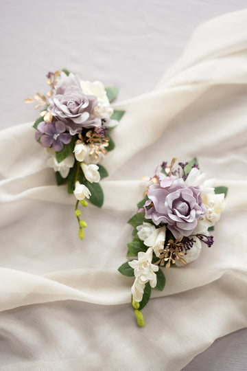 Shoulder Corsages in Lilac & Gold