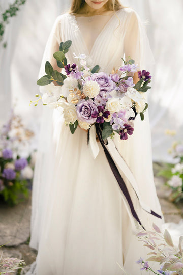 Medium Free-Form Bridal Bouquet in Lilac & Gold