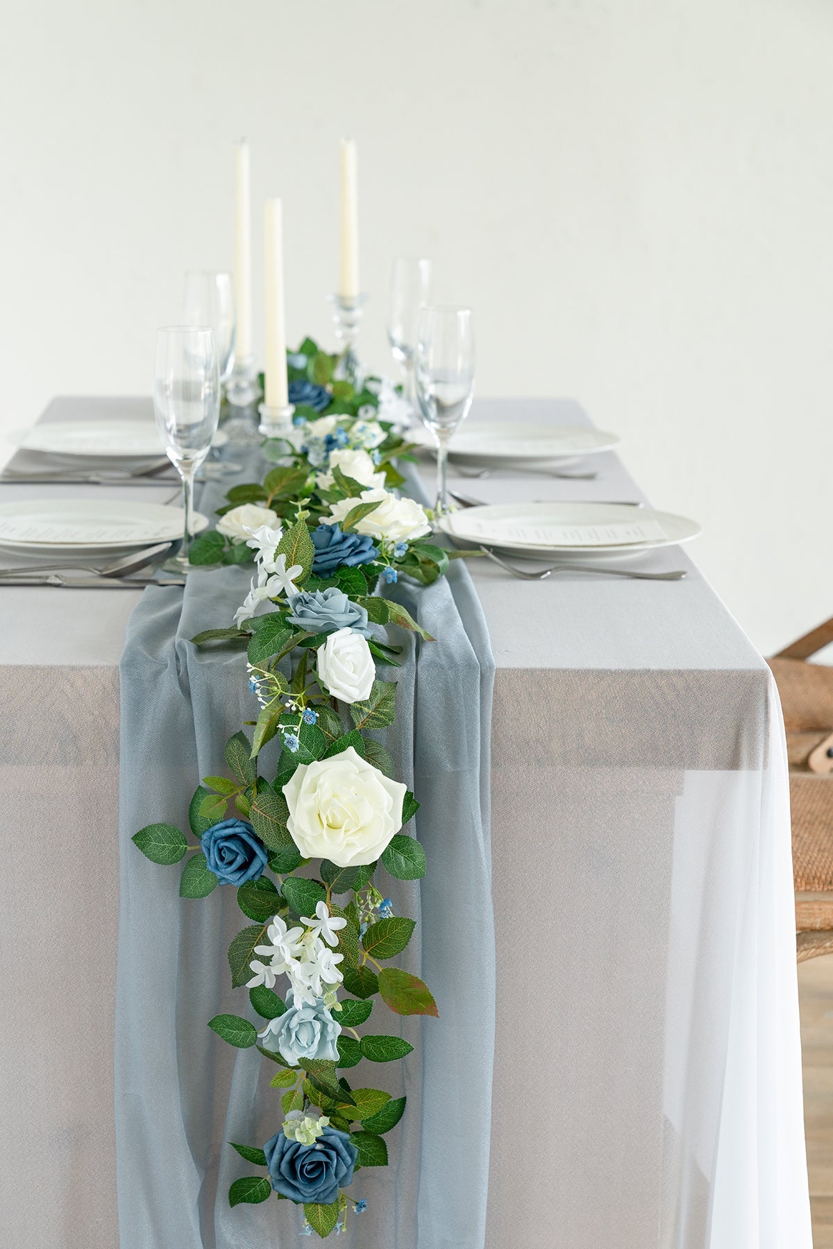 5ft Flower Garland in Dusty Blue & Navy