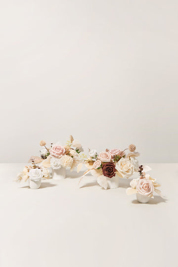 Assorted Floral Centerpiece Set in White & Beige...