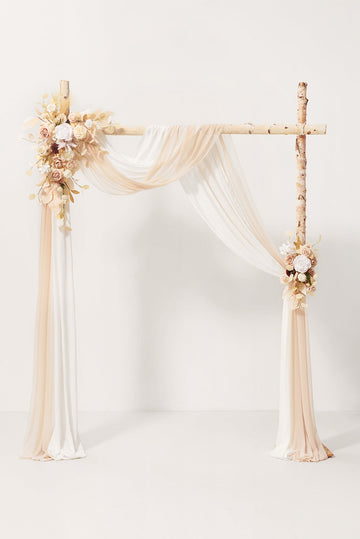 Flower Arch Decor with Drapes in White & Beige