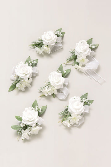 Wrist Corsages in Natural White