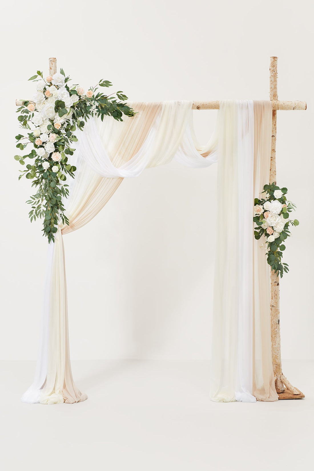 Flower Arch Decor with Drapes in White & Sage