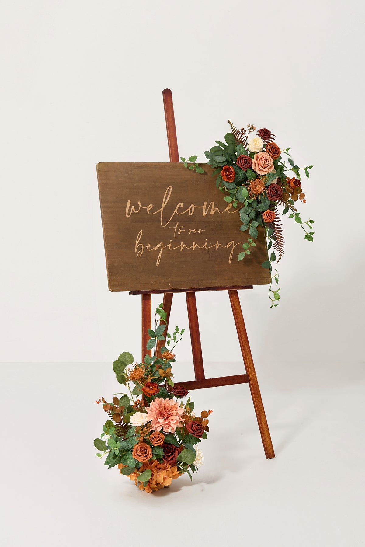 Deluxe Combo Set Flower Sign Decor in Sunset Terracotta