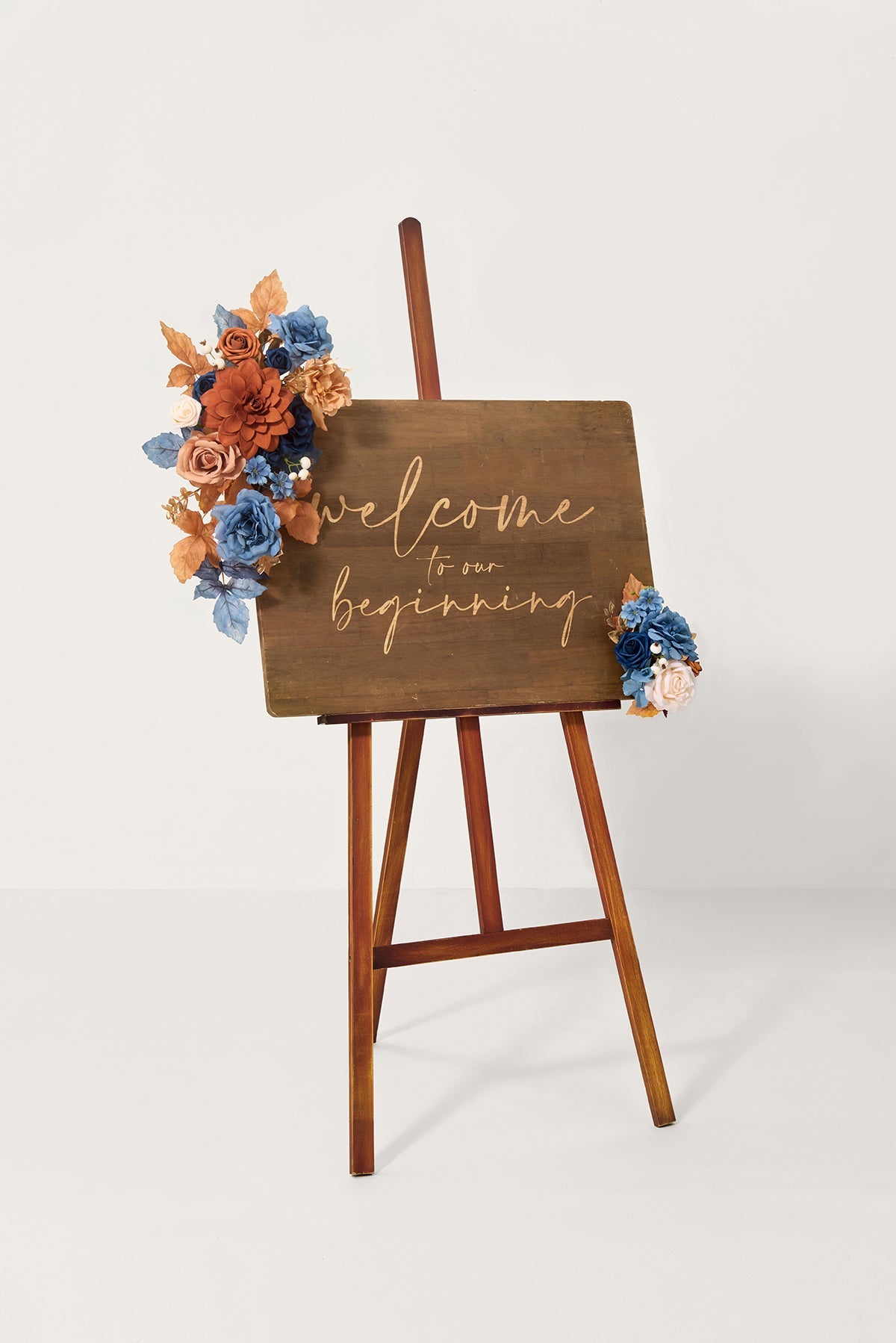 Combo Set Flower Sign Decor in Russet Orange & Denim Blue