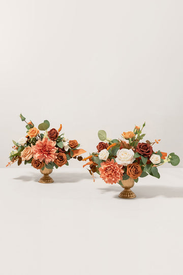 Large Floral Centerpiece Set in Sunset Terracotta