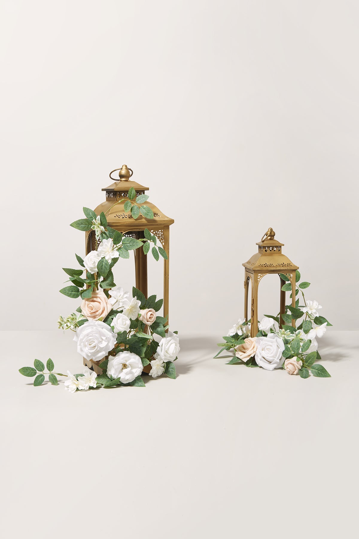 Lantern Floral Arrangements in White & Sage