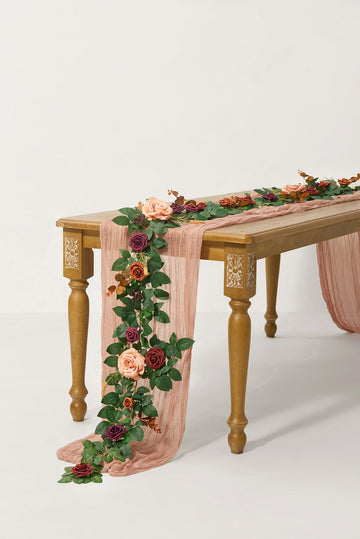 5ft Flower Garland in Sunset Terracotta