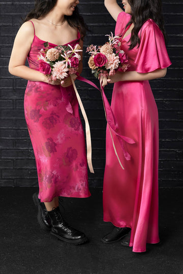 Free-Form Bridesmaid Bouquets in Valentine Magenta