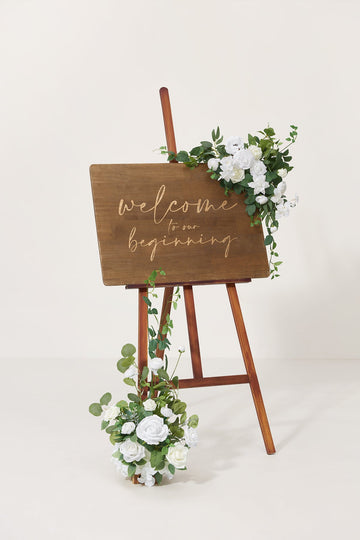 Deluxe Combo Set Flower Sign Decor in White & Sage