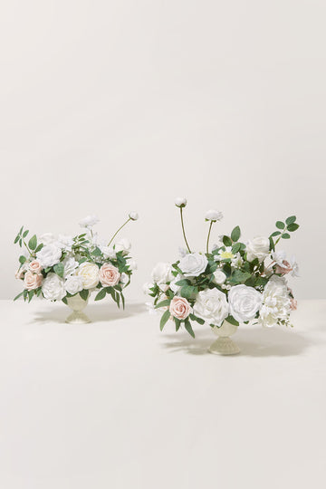 Large Floral Centerpiece Set in White & Sage