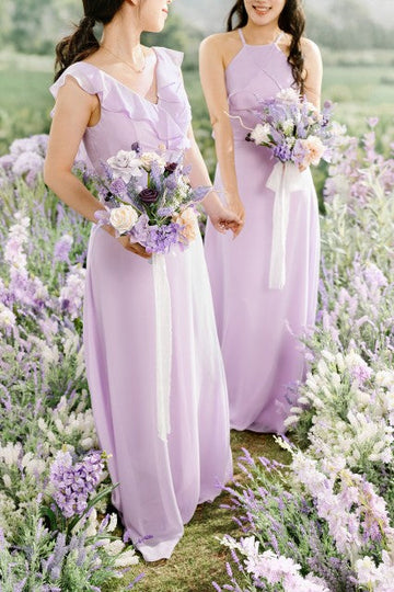 Bridesmaid Bouquets in French Lavender & Plum