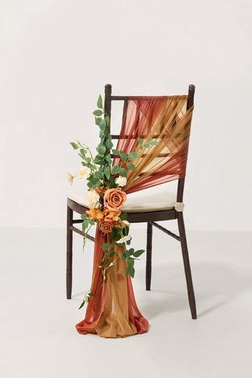 Wedding Aisle Chair Flower Decoration in Sunset Terracotta | Clearance