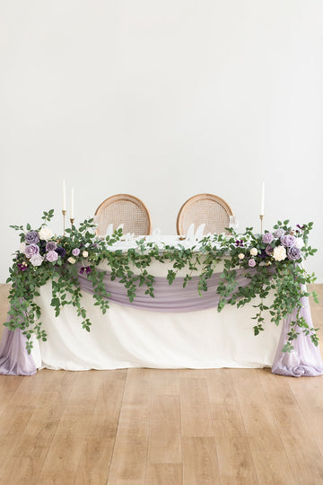 Large Floral Swag Set for Rectangle Head Table in Lilac & Gold