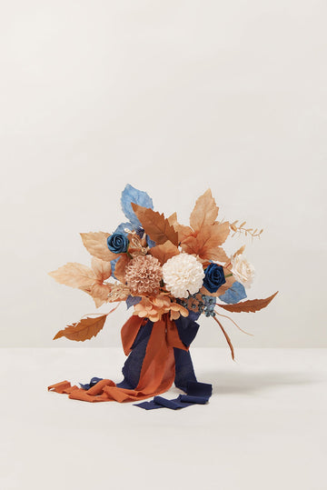 Bridesmaid Posy in Russet Orange & Denim Blue | Clearance