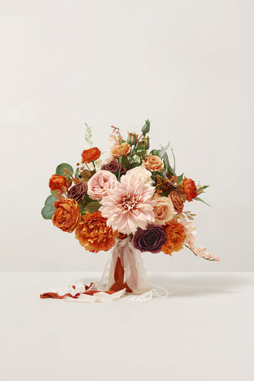 Medium Free-Form Bridal Bouquet in Sunset Terracotta