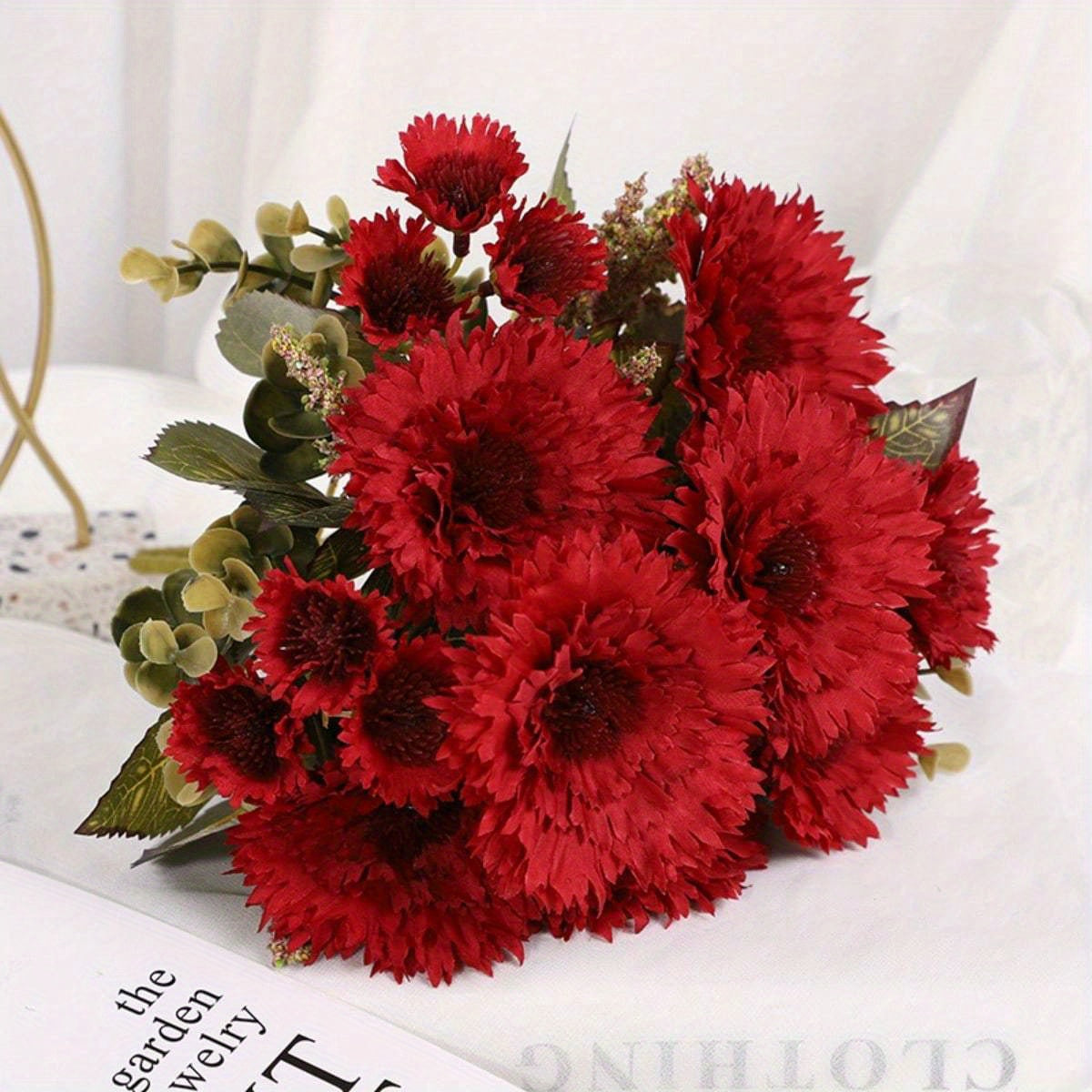 6 Bunches 11.81 Inch Artificial Sunflower Bouquet Sunflower Fake Bouquet Bridal Bouquet Wedding Centerpiece Decoration Party Table Graveyard Autumn Flower Arrangement Home Decor, Party Birthday, Valentine's Day, Mother's Day Gift Decoration...