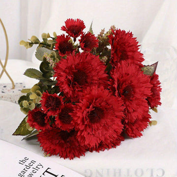 6 Bunches 11.81 Inch Artificial Sunflower Bouquet Sunflower Fake Bouquet Bridal Bouquet Wedding Centerpiece Decoration Party Table Graveyard Autumn Flower Arrangement Home Decor, Party Birthday, Valentine's Day, Mother's Day Gift Decoration...