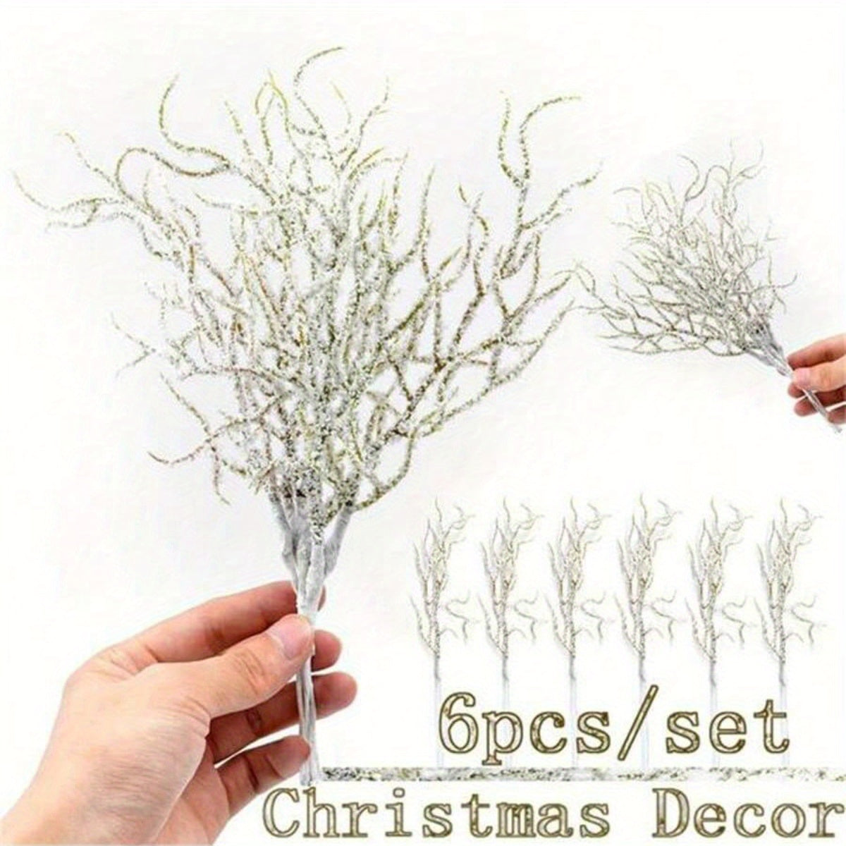 12pcs/2 Bunches White Grass Cedar Branches Simulation Flowers Artificial Plants Wedding Decorations Party Supplies Christmas Decorations...